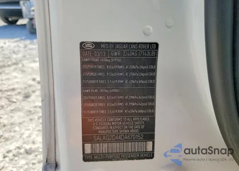 2013 Land Rover Lr4 Hse из США, поврежденный, VIN SALAG2D44DA670152